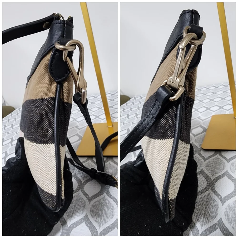 BURBERRY Mega Check Peyton Crossbody Bag Black/Beige